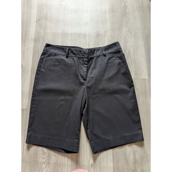 Talbots Womens Black Perfect Shorts Size 8 Cotton Blend Mid-Rise Knee-Length - Picture 1 of 3
